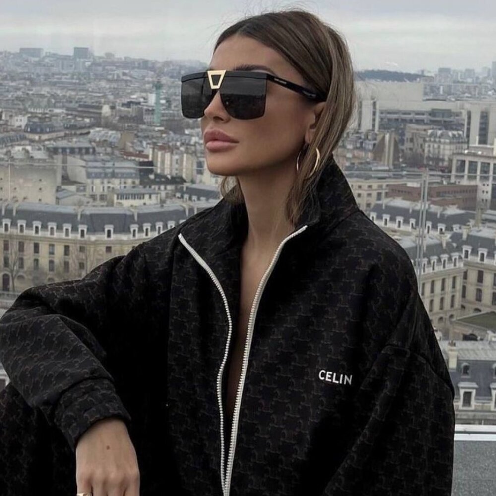 Saint Laurent SL537 PALACE 001 Sunglasses Black Shield Frame, Black Lenses